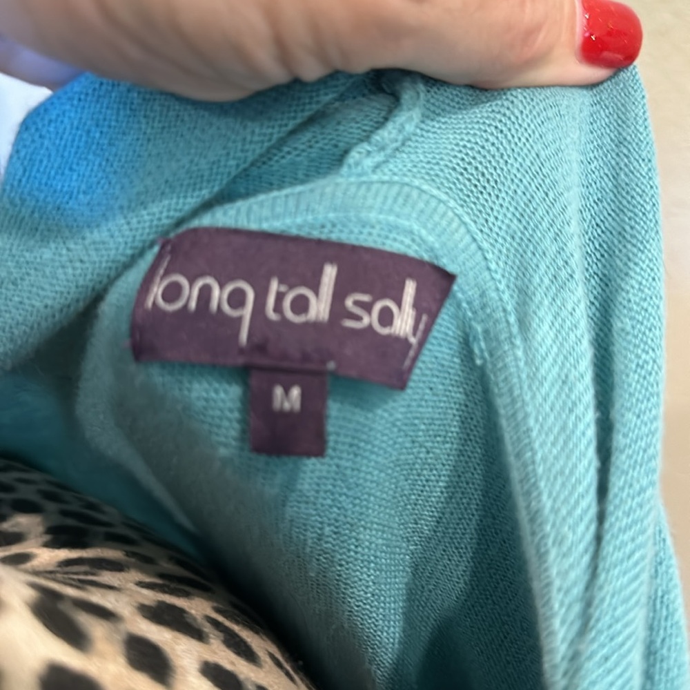 Turquoise medium, long tall, Sally lightweight hoodie - Picture 2 of 2